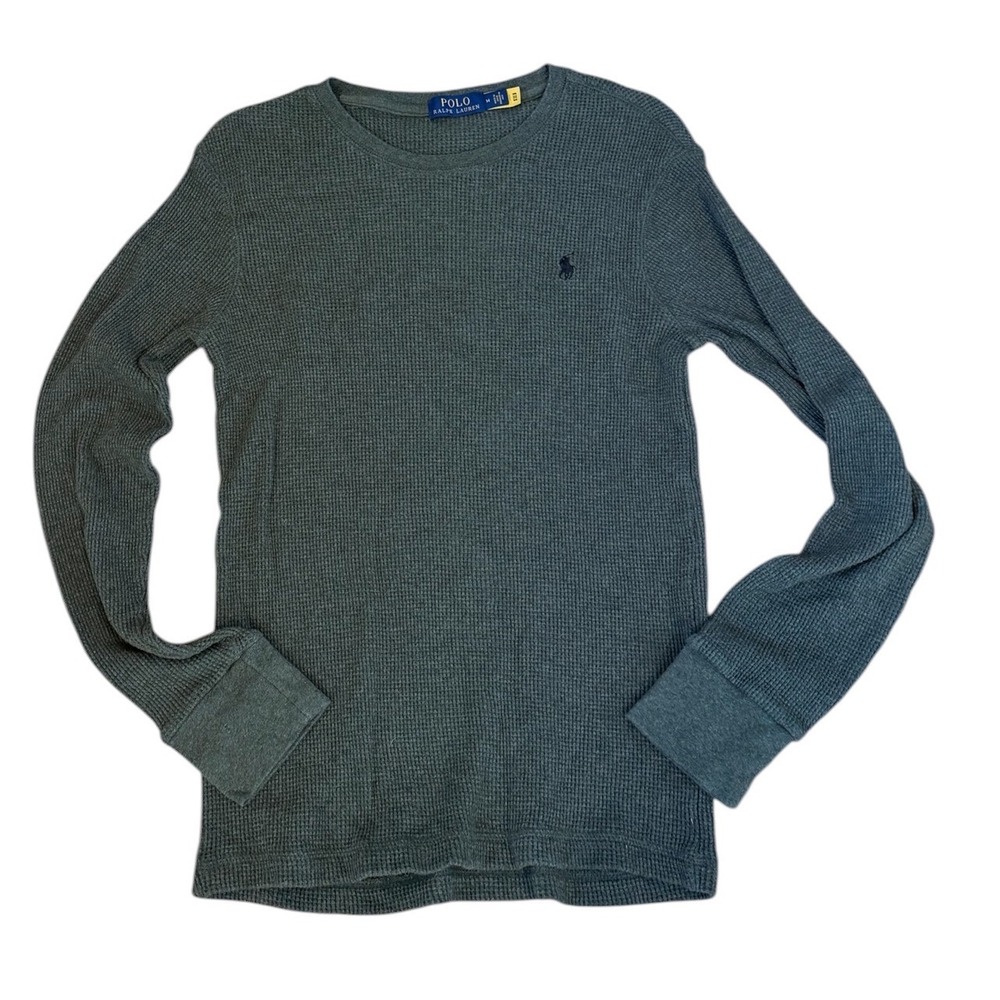 Polo Ralph Lauren Mens Thermal Shirt Long Sleeve Waffle Knit Olive‎ Pony Money M